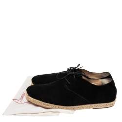 Pre Owned Christian Louboutin Black Suede Lace-Up Espadrilles Size 45