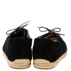 Pre Owned Christian Louboutin Black Suede Lace-Up Espadrilles Size 45