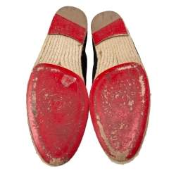Pre Owned Christian Louboutin Black Suede Lace-Up Espadrilles Size 45