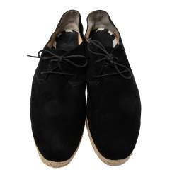 Pre Owned Christian Louboutin Black Suede Lace-Up Espadrilles Size 45