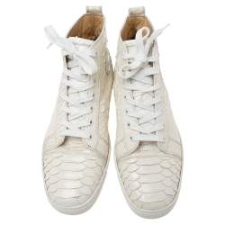 Pre Owned حذاء رياضي كريستيان لوبوتان رانتوس اورلاتو جلد ثعبان أبيض مرتفع من أعلى مقاس 42