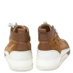 مملوكة مسبقًا حذاء رياضي كريستيان لوبوتان جلد وسويدي بني مرتفع من أعلى مقاس 41.5