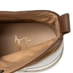 مملوكة مسبقًا حذاء رياضي كريستيان لوبوتان جلد وسويدي بني مرتفع من أعلى مقاس 41.5