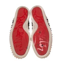 مملوكة مسبقًا Christian Louboutin Brown Leather Louis Orlato Spike High-Top Sneakers Size 42