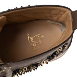 مملوكة مسبقًا Christian Louboutin Brown Leather Louis Orlato Spike High-Top Sneakers Size 42