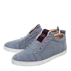 Christian Louboutin Grey Suede F.A.V Fique A Vontade Sneakers Size 43.5