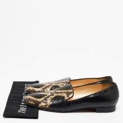 Christian Louboutin Tri-Color Python Leather Smoking Slippers Size 41
