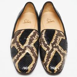 Christian Louboutin Tri-Color Python Leather Smoking Slippers Size 41