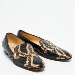 Christian Louboutin Tri-Color Python Leather Smoking Slippers Size 41