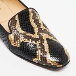 Christian Louboutin Tri-Color Python Leather Smoking Slippers Size 41