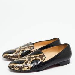 Christian Louboutin Tri-Color Python Leather Smoking Slippers Size 41
