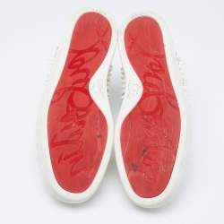 Pre Owned Christian Louboutin White Leather Louis Spikes Lace Up High Top Sneakers Size 42