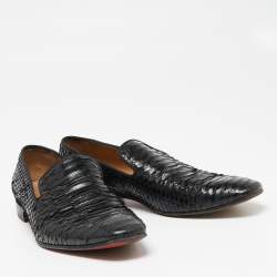 Christian Louboutin Black Python Leather Smoking Slippers Size 42