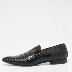 Christian Louboutin Black Python Leather Smoking Slippers Size 42