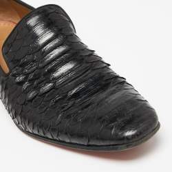 Christian Louboutin Black Python Leather Smoking Slippers Size 42