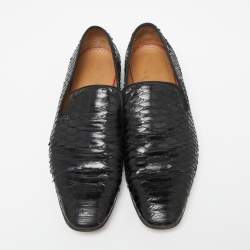 Christian Louboutin Black Python Leather Smoking Slippers Size 42