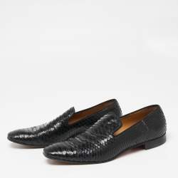 Christian Louboutin Black Python Leather Smoking Slippers Size 42