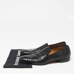 Christian Louboutin Black Python Leather Smoking Slippers Size 42