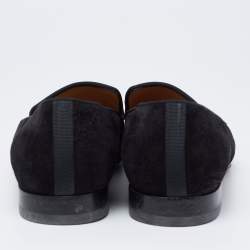 Pre Owned Christian Louboutin Black Suede and Leather Captain Loubi Spiked Smoking Slippers Size 42