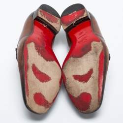 Pre Owned حذاء لوفرز كريستيان لوبوتان جلد لونين سير قصات ليزر مقاس 42.5