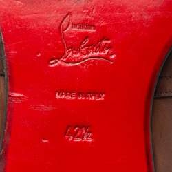 Pre Owned حذاء لوفرز كريستيان لوبوتان جلد لونين سير قصات ليزر مقاس 42.5