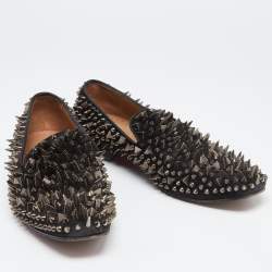 Christian Louboutin Black Suede Spike Loafers Size 42.5