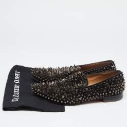 Christian Louboutin Black Suede Spike Loafers Size 42.5