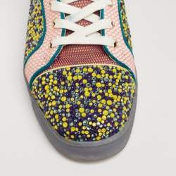 Christian Louboutin Multicolor Mesh And Patent Leather Crystal Embellished High Top Sneakers Size 43.5