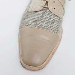 Christian Louboutin Beige Suede, Woven Fabric and Leather Bruno Orlato Derby Size 44.5