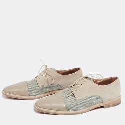 Christian Louboutin Beige Suede, Woven Fabric and Leather Bruno Orlato Derby Size 44.5