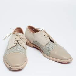 Christian Louboutin Beige Suede, Woven Fabric and Leather Bruno Orlato Derby Size 44.5