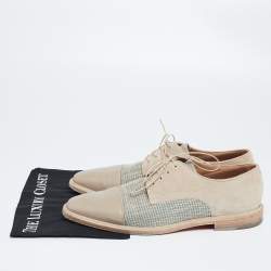 Christian Louboutin Beige Suede, Woven Fabric and Leather Bruno Orlato Derby Size 44.5