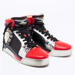 Pre Owned حذاء رياضي كريستيان لوبوتان لوبيكيك تراينيرز جلد متعدد الألوان بعنق طويل مقاس 44.5