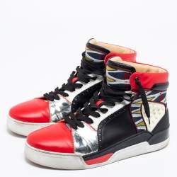 Pre Owned حذاء رياضي كريستيان لوبوتان لوبيكيك تراينيرز جلد متعدد الألوان بعنق طويل مقاس 44.5