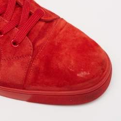 Christian Louboutin Red Suede  Orlato High Top Sneakers  Size 44.5