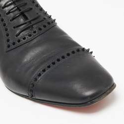 Christian Louboutin Black Leather Spike Lace-Up Oxfords Size 42.5