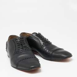 Christian Louboutin Black Leather Spike Lace-Up Oxfords Size 42.5