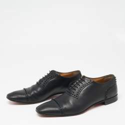 Christian Louboutin Black Leather Spike Lace-Up Oxfords Size 42.5