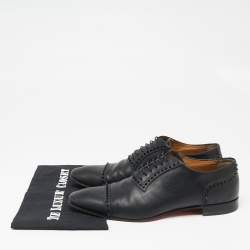 Christian Louboutin Black Leather Spike Lace-Up Oxfords Size 42.5