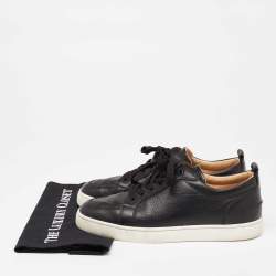 Pre Owned Christian Louboutin Black Leather Rantulow Low Top Sneakers Size 42