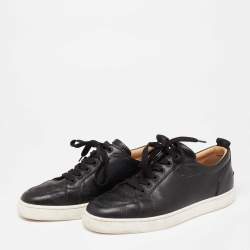 Pre Owned Christian Louboutin Black Leather Rantulow Low Top Sneakers Size 42