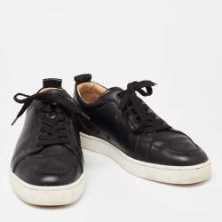 Pre Owned Christian Louboutin Black Leather Rantulow Low Top Sneakers Size 42