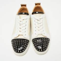 Christian Louboutin Multicolor Leather  and Fabric Louis Junior Spike Low Top Sneakers Size 42