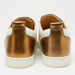 Christian Louboutin Multicolor Leather  and Fabric Louis Junior Spike Low Top Sneakers Size 42