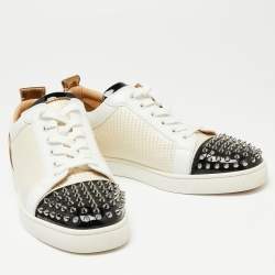 Christian Louboutin Multicolor Leather  and Fabric Louis Junior Spike Low Top Sneakers Size 42