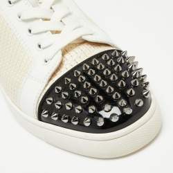 Christian Louboutin Multicolor Leather  and Fabric Louis Junior Spike Low Top Sneakers Size 42