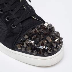 Pre Owned حذاء رياضي كريستيان لوبوتان أورلاتو كانفاس وسويدي رصاصي/أسود برباط مقاس 41.5