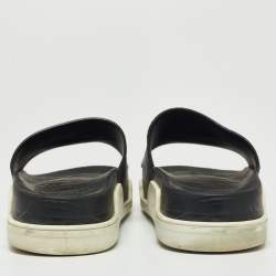 مملوكة مسبقًا Christian Louboutin Black Leather Crest Slide Sandals Size 41.5