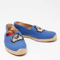 Christian Louboutin Blue Canvas Nanou Orlato Espadrille Flats Size Size 40