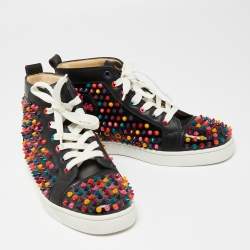 Pre Owned حذاء رياضي كريستيان وبوتان سبايكس لويز جلد أسود متعدد الألوان بعنق مرتفع مقاس 40